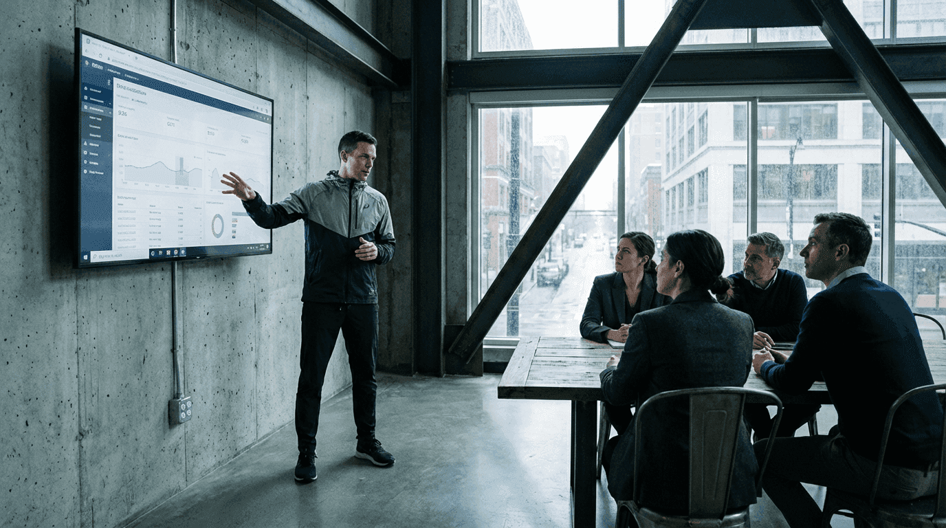 SaaS team in a sales meeting, using Parlay to gain clear insights on sales conversations