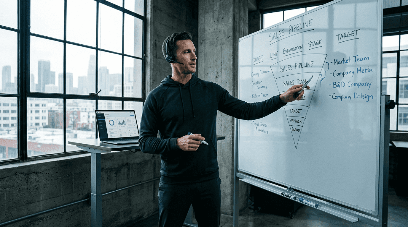 Inside sales leader running a coaching session with sales reps based off AI sales coaching provided by Parlay