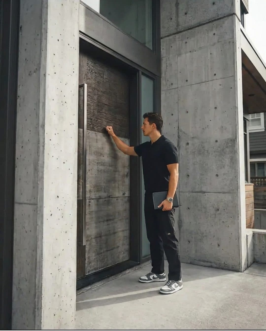 A rep knocking on a front door